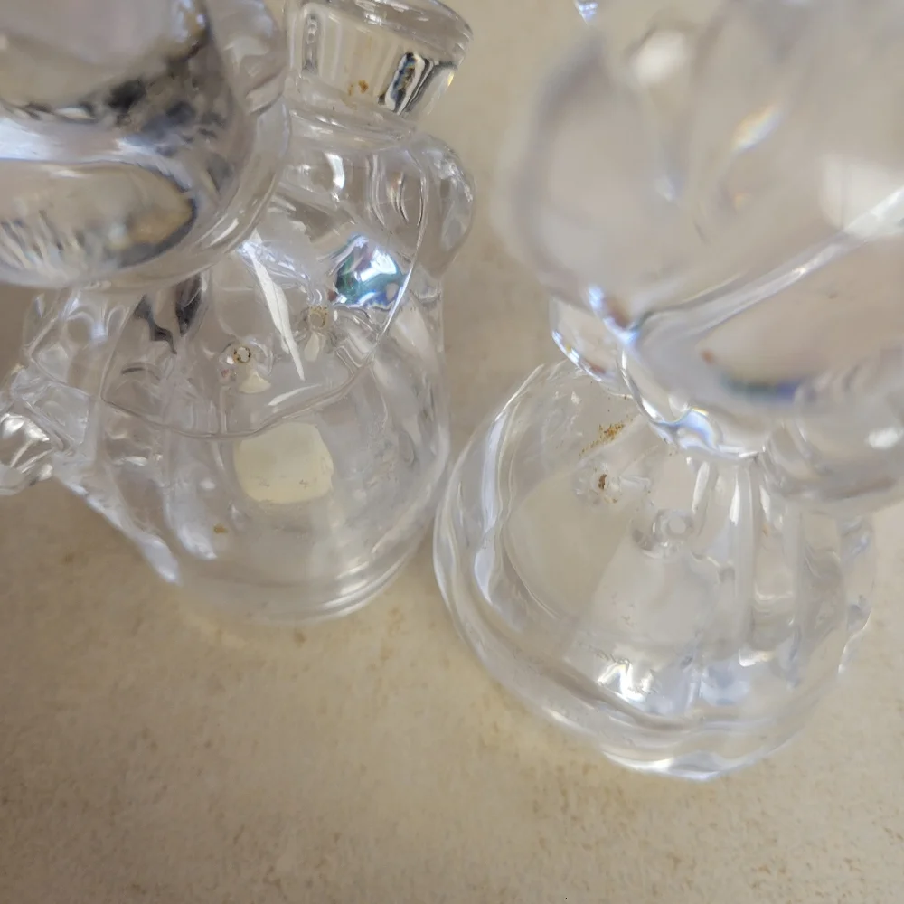 Disney Lenox Mickey Minnie Mouse Christmas Salt Pepper Crystal Glass Shakers